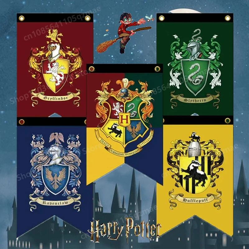 30*50cm Harries Potters Hogwarts Magic School Party Banner Flag Anime Figure Toys Party Decoration Ambiance Hanging Banners