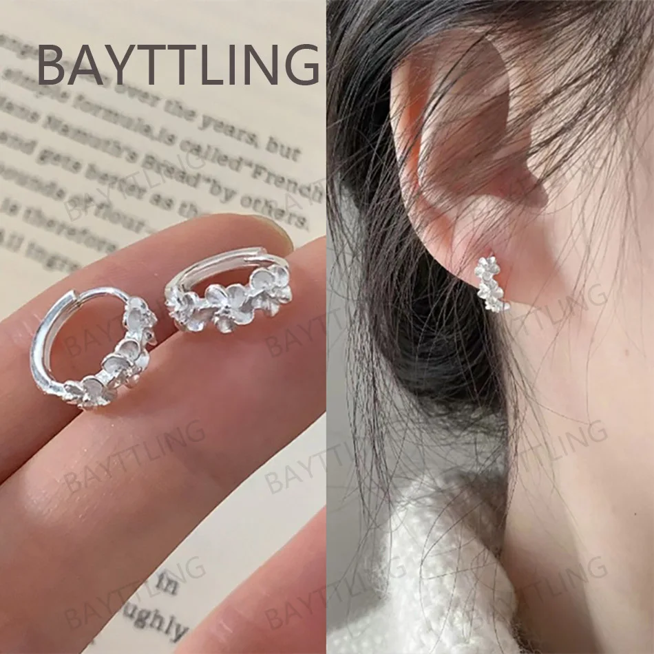 

Пара женских серег-колец из стерлингового серебра 925 пробы с 3 цветами и цирконием, модные подарочные украшения для рождественской вечеринки.