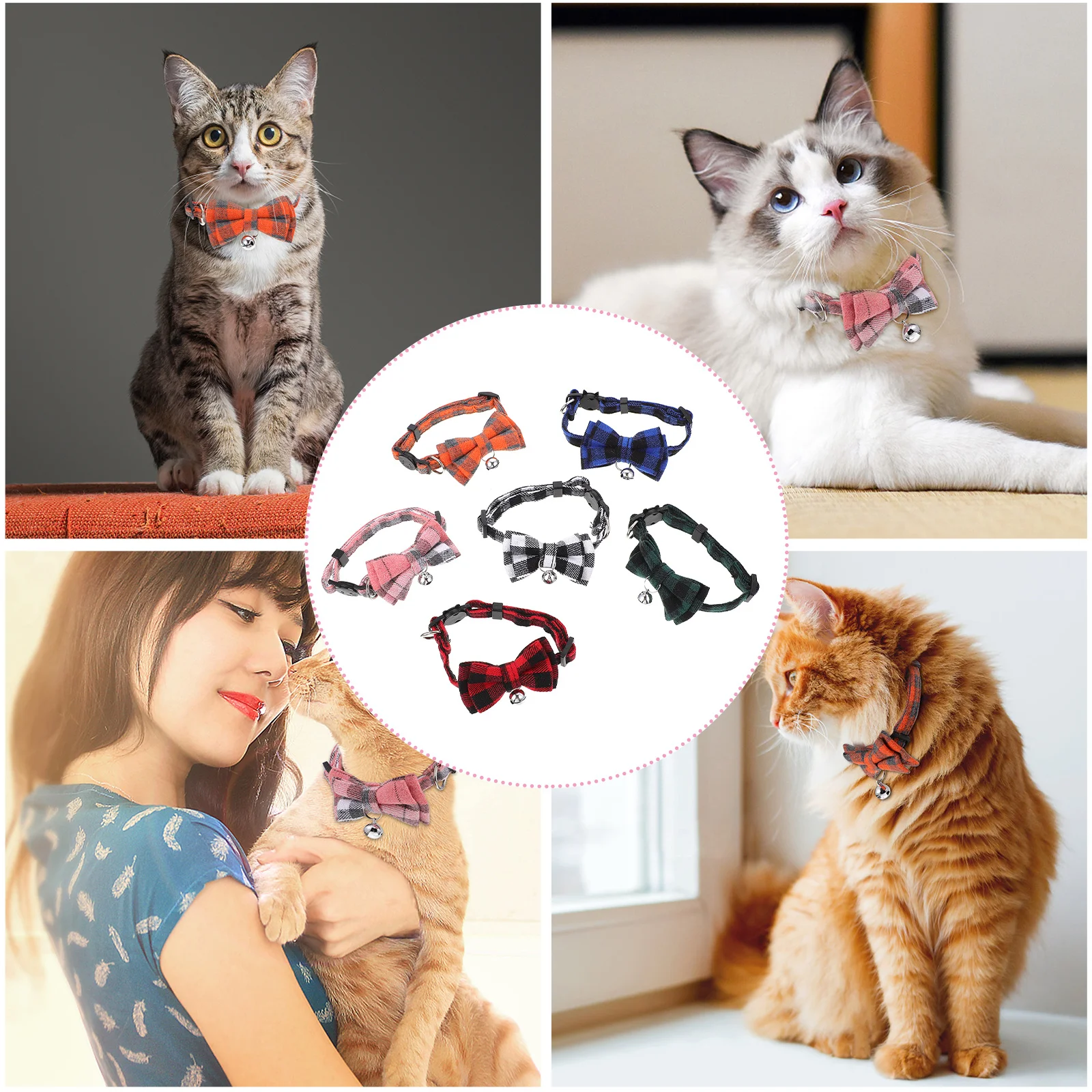 

6Pcs Cat Bow Tie Collars Pet Supplies Personalized Collars Comfortable Skin Friendly Breathable for Pets Pet Supplies