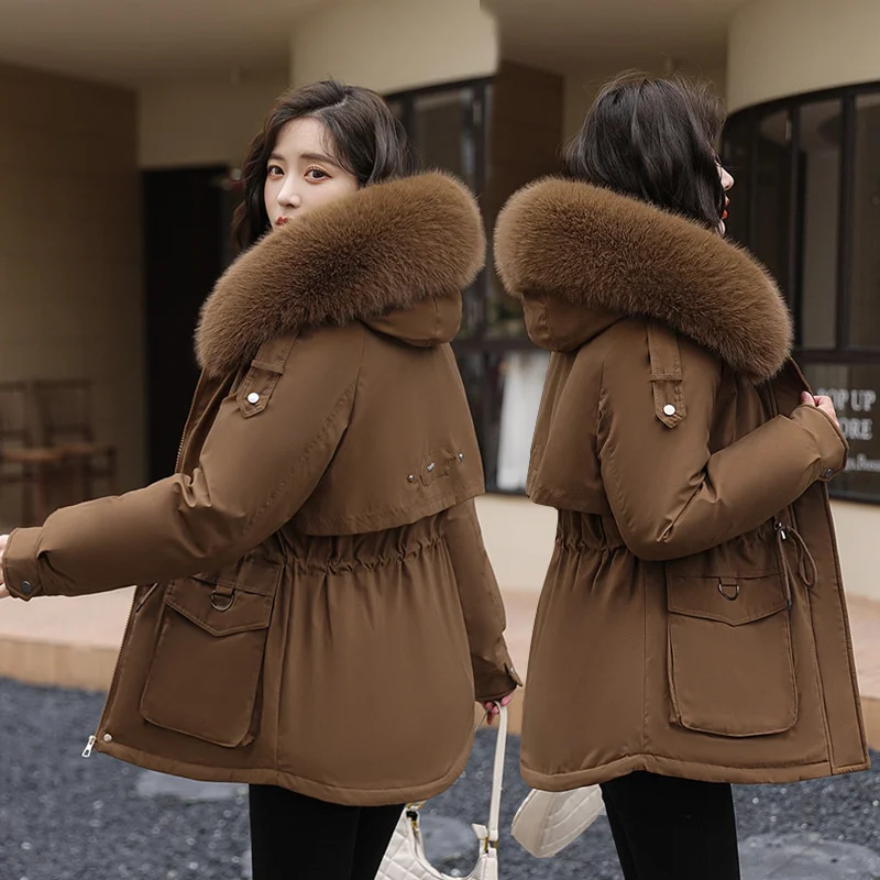 Winter Jacket 2025 Women Parka Clothes Long Coat Wool Liner Hooded Jacket Fur Collar Thick Warm Snow Wear Parka Female Outerwear