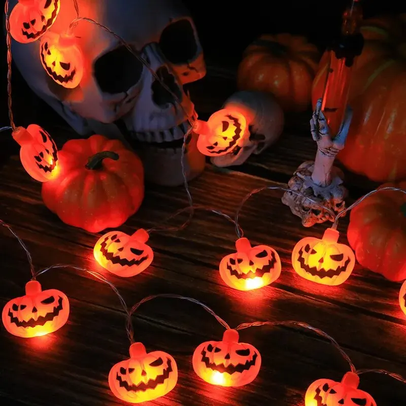 59in/118in Halloween Pumpkin String Lights Battery Powered 10/20LED Fairy Lamps Home Holiday Party Decorations