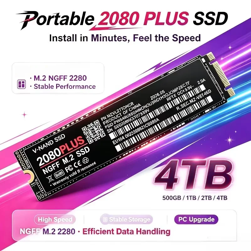 New 2080 PLUS M.2 2280 SSD High Speed Internal Solid State Drive NGFF 500GB 1TB 2TB 4TB Storage Disk for Laptop