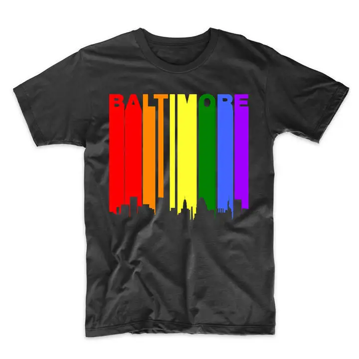 Baltimore Maryland Rainbow Skyline Lgbt Lgbtq Gay Pride T Shirt By Really Awesome