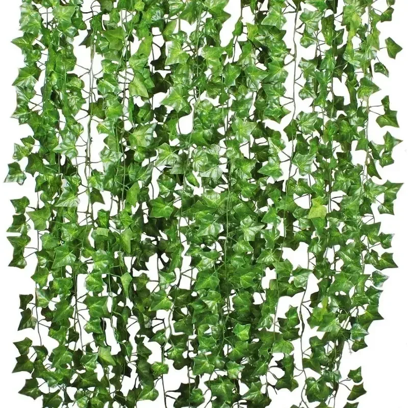 Artificial Green Ivy Leaf Rattan Creeper Leaves Vine Hanging Garland DIY Fake Flowers Plants for Garden Wedding Party Home Decor - view 2