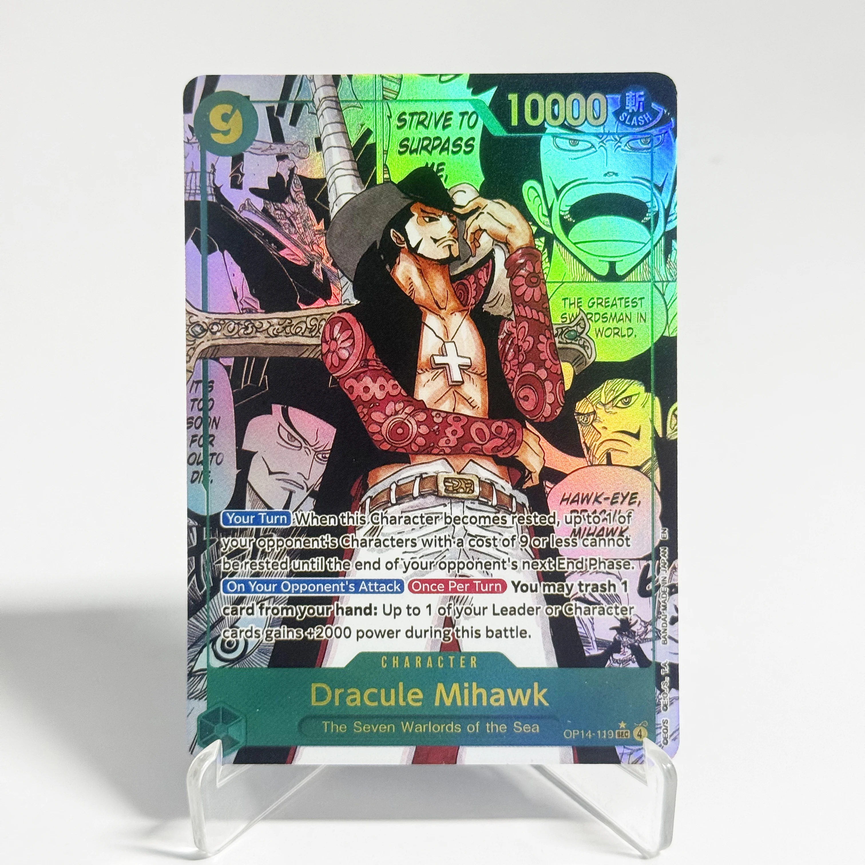 One Piece Card Dracule Mihawk SEC Manga The Seven Warlords of the Sea OP14 Replica Proxy Anime Collection Game Cards