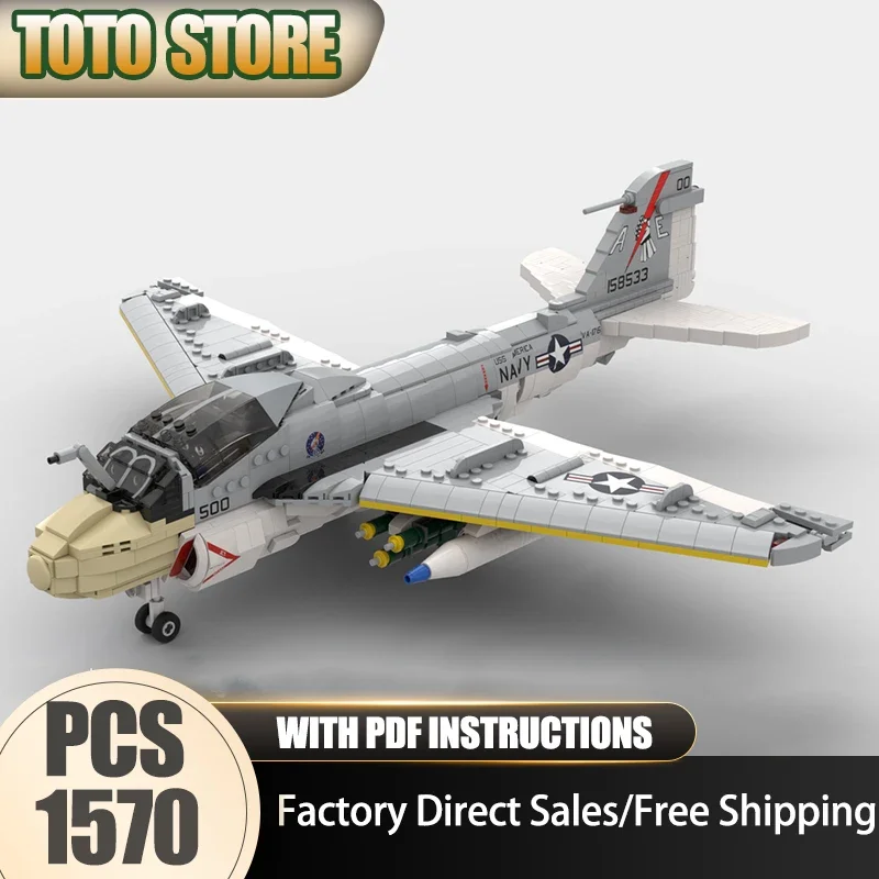 Moc Building Bricks 1:35 Scale A-6E Intruder Model Technology Modular Fighter Model Blocks Gifts Christmas Toys DIY Set Assembly