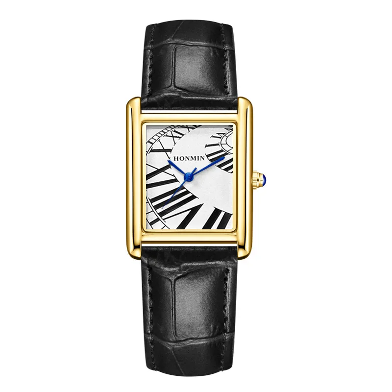 

New Men's Watch Brand Classic Simple Roman Square Dial Leather Strap Waterproof Male Fashion Quartz Clock Watches Gife