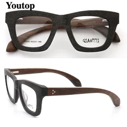 Women Vintage Wooden Glasses Frames Men Wood Eyeglass Frames Oversized Fashionable Square Retro Rx Eyeglasses Frames Optical