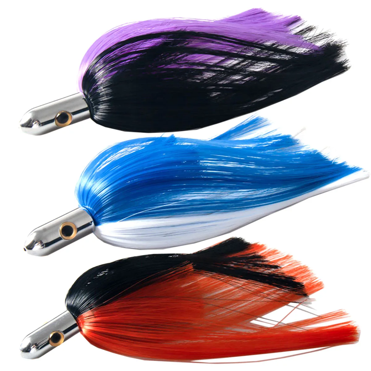 9 100g Messing Kopf Ilander Köder Trolling Köder Jig Big Game Thunfisch Angeln Metall Trolling Köder mit Nylonhaar für Mahi Marlin Thunfisch