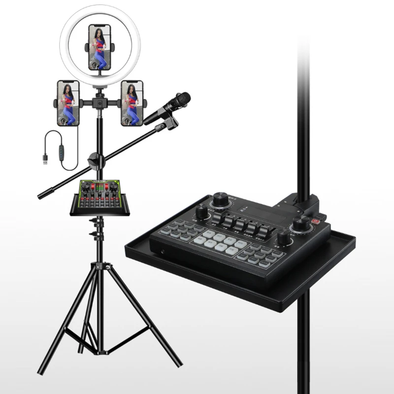 Универсальный лоток для звуковой карты, подставка для микрофона, лоток для звуковой карты, зажим для штатива, кронштейн для прямой трансляции, стойка для микрофона