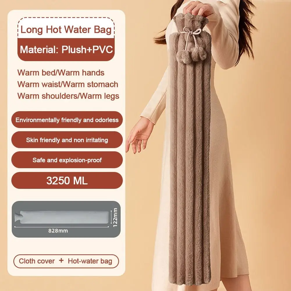 

Портативная зимняя длинная сумка для горячей воды 3250 мл, успокаивающая горячая упаковка, грелка для рук, взрывозащищенная милая