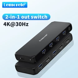Lemorele HDMI Switch USB Switch 4K HDMI USB3.0 Switcher Selector Box 5 in 1 out with IR Remote HDR HDCP2.3 for Xbox PS4 PC TV