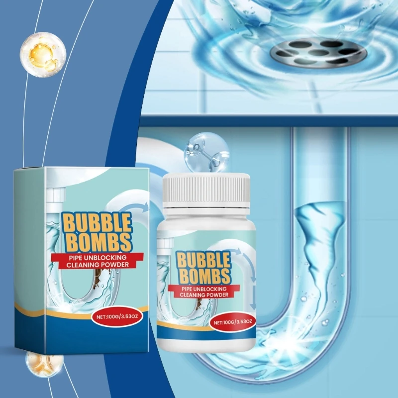 

4PCS Pipe Cleaners, Powerful Pipe Dredge Cleaning Agent Efficient Sewer Line Dredging Powder 100g (4Bottles)