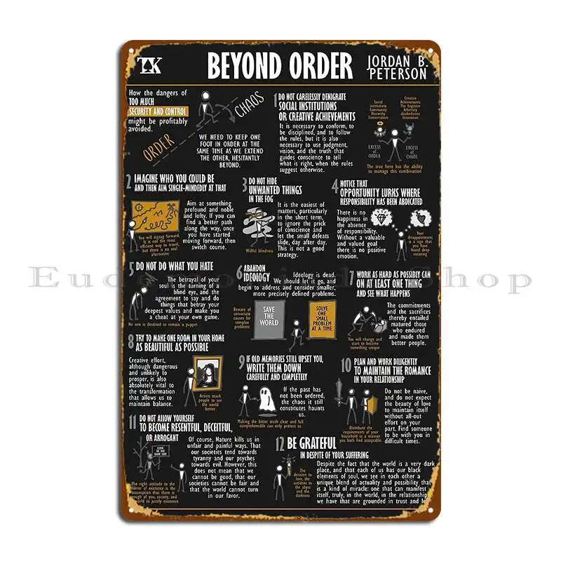 Beyond Order Visual Book Jordan B Peterson Metal Plaque Poster Create Party Club Design Club Kitchen Tin Sign Poster