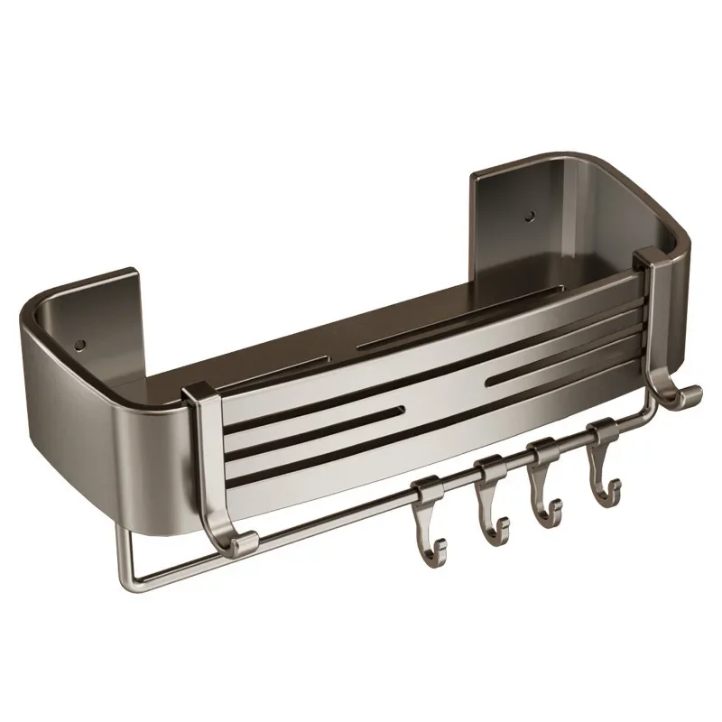 

Bathroom rack Rectangle non-punching wall-mounted household toilet rack Space aluminum thickened storage rack