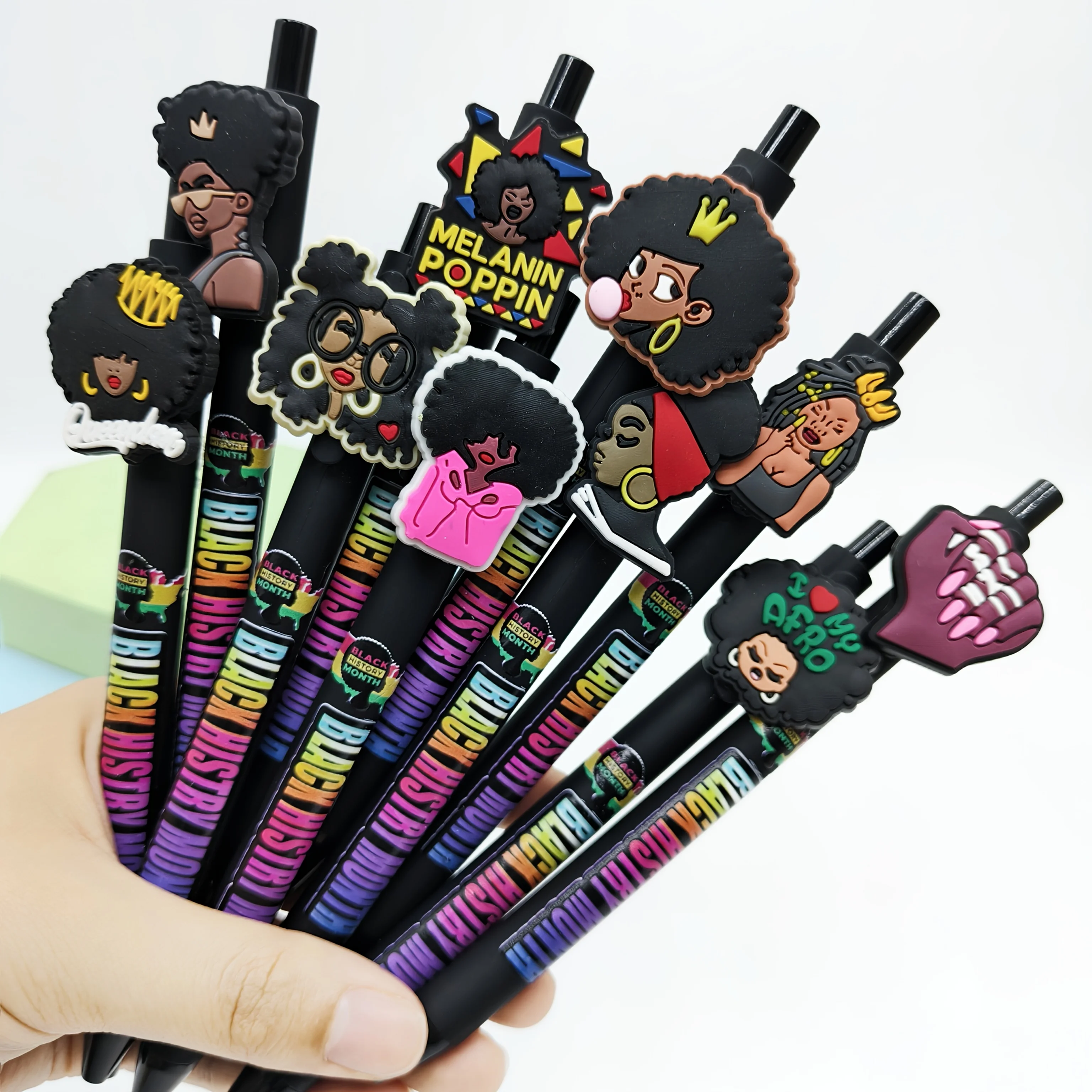 

8/12 шт., черная ручка для девочек, черная серия «Месяц истории», нейтральная ручка, креативный студенческий подарок, шариковая ручка