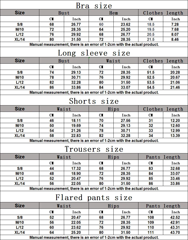 Size chart and fit details