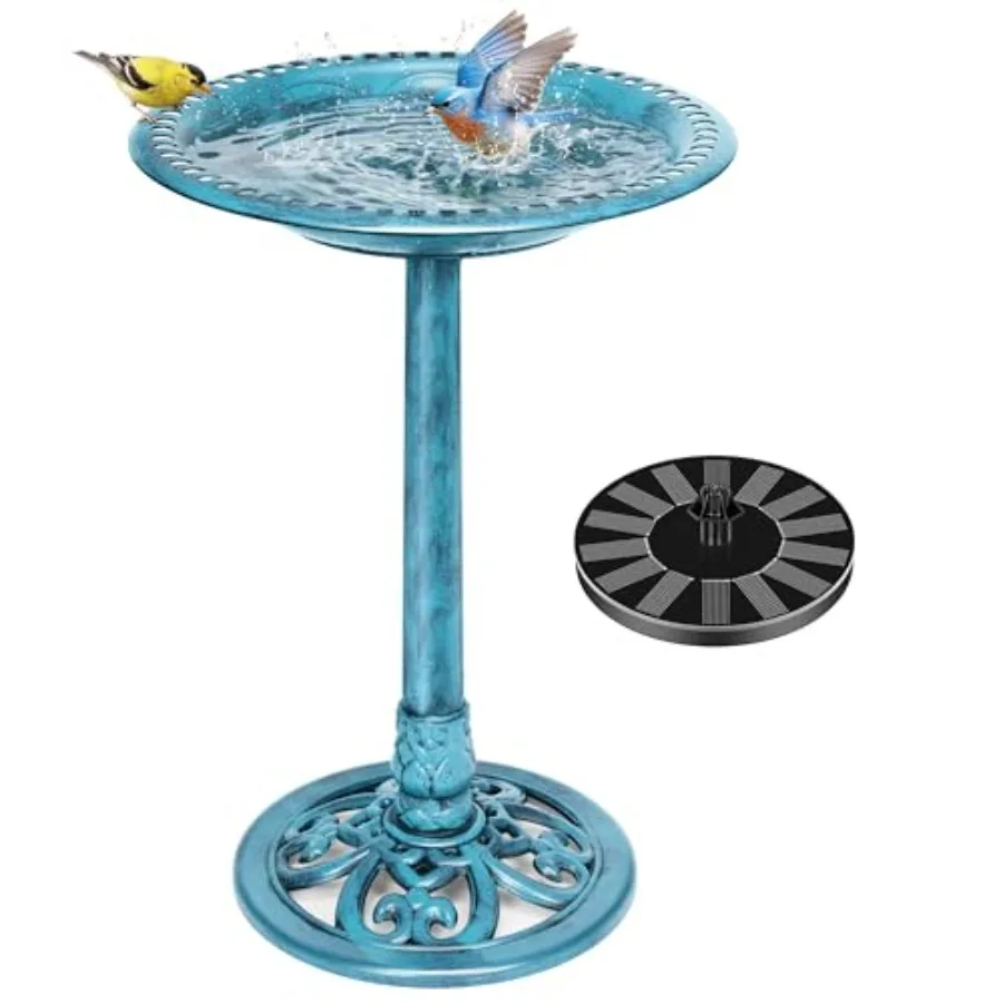 

VIVOHOME Bird Bath with Solar Fountain for Outside Polyresin Pedestal Bird Baths with Solar Powered Pump for Outdoor Garden Wea