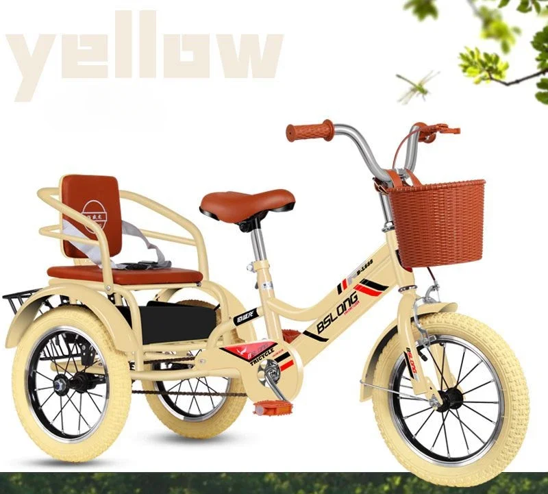 Children's bicycle tricycle with bucket double seat aluminum alloy rim 3-6 year outdoor travel play