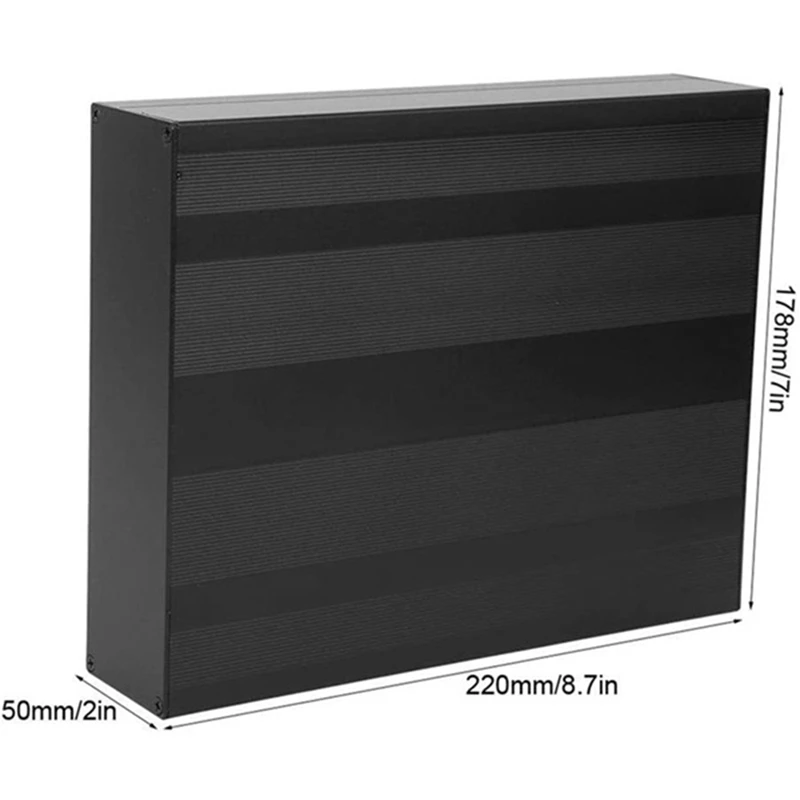 Aluminium koelbox, doe-het-zelf elektronisch boxproject, voor donderbescherming Aluminium doos voor doe-het-zelfaccessoires, 50X178x220mm