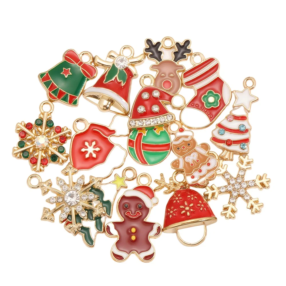 10 Teile/los Bunte schneeflocken Emaille Weihnachten Baum Charms Anhänger für Schmuck Machen Neue Jahr Halsketten Armbänder DIY Geschenke – Detail 3