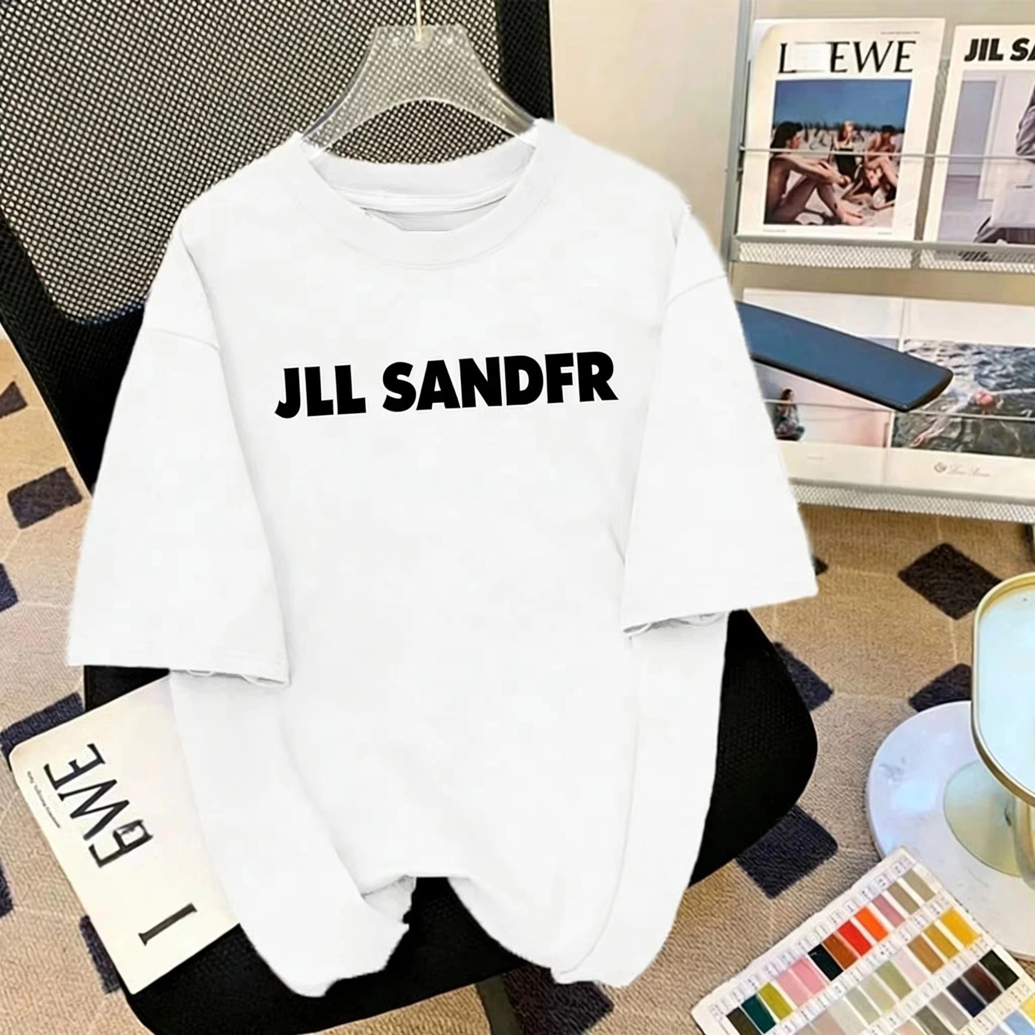 Einfaches T-Shirt mit Buchstaben-Aufdruck und Rundhalsausschnitt für Herren und Damen, lockeres, vielseitiges, einfarbiges, lässiges Kurzarm-Oberteil