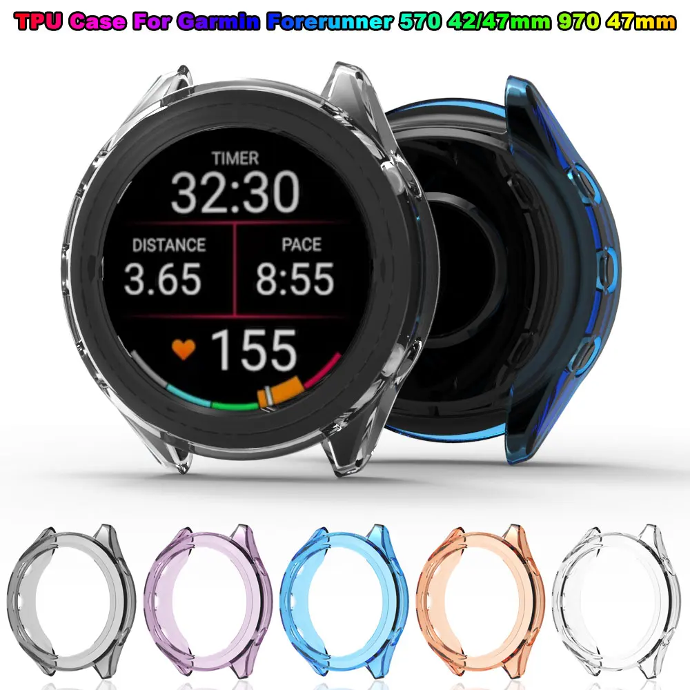 TPU Protective Case Cover For Garmin Forerunner 970 47mm Protector Frame Bumper Shell Cases For Forerunner 570 42mm 47mm