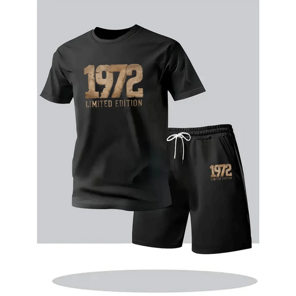Men's Casual Breathable T-Shirts Sets Round Neck Short Sleeve + Sports Shorts Quick Dry Summer Sportswear Home Outdoor Hot Sale view 5