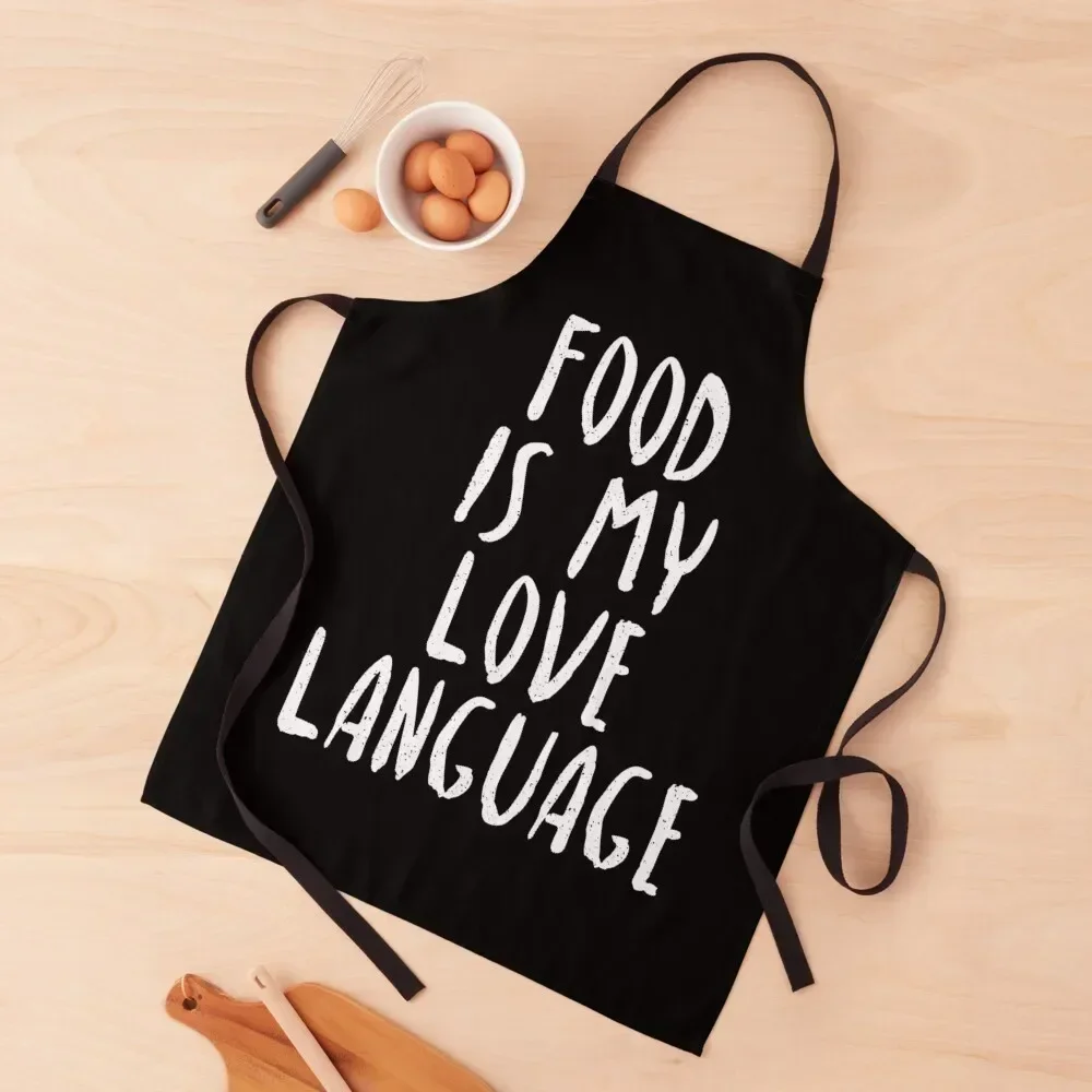 Food is My Love Language - Food Lover Gift - Foodie Gift Apron barber men Kitchens Woman Utensils For Kitchen Apron