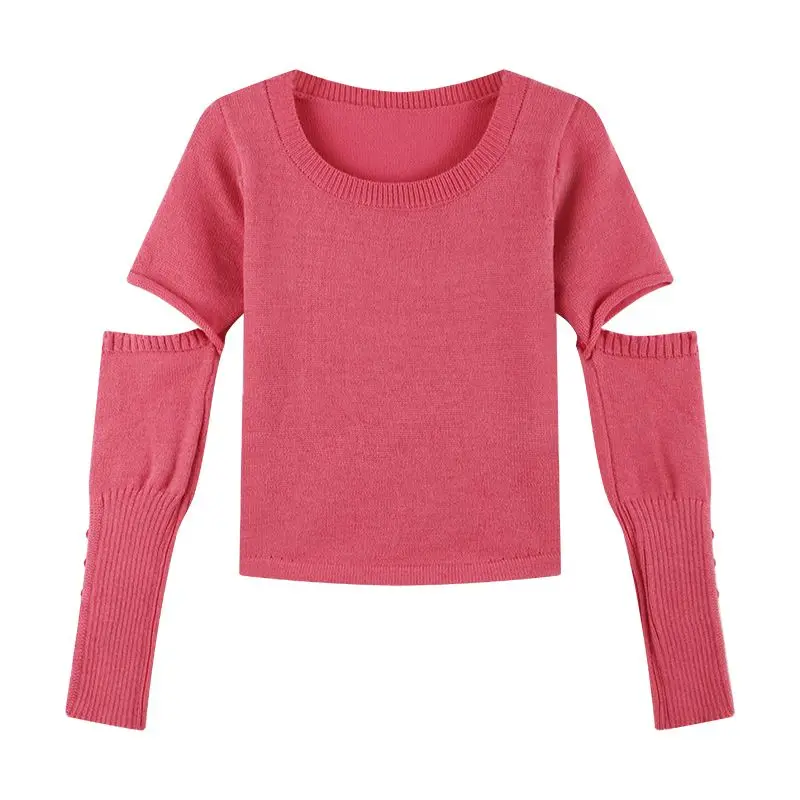 O-collo pullover per maglieria autunno inverno sottile Casual manica lunga top interni lappatura maglioni dolci abbigliamento donna 2023 nuovo