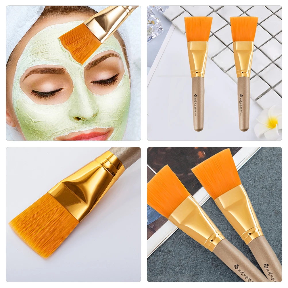 

2 Pcs Brush Soft Bristles Applicator for Mud Mask Facial Spa Body Tool Safe Skin Care Wooden Facial Mask Brush Handle