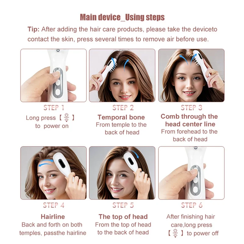 ABVI-Elektrischer Kalp-Massagekamm, Haaröl-Applikator, Kopfhaut-Massagegerät für Haarbehandlung, Wachstumsmedizin, Flüssigkeit, ätherisches Öl