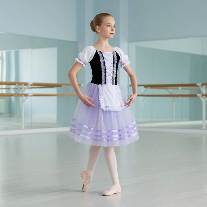 

Adult Kids Long Professional Ballet Tutu Swan Lake Ballet Costume Ballerina Ballet Dress Girls Performance Dancewear Velvet Top