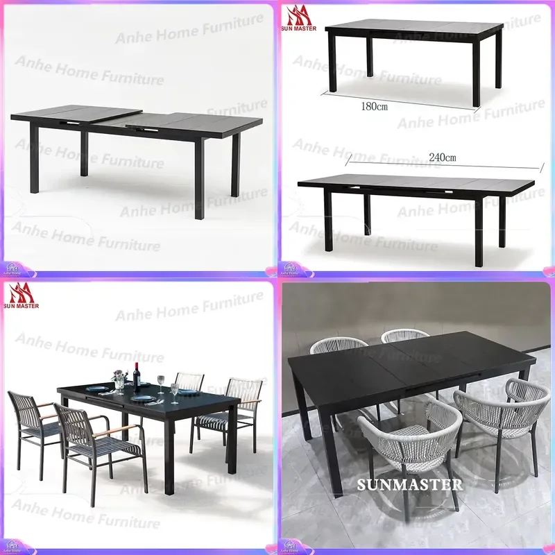 Modern Courtyard Furniture Garden Extensible Dining Table Transformer Balcony Hotel Restaurant Swimming Pool Outdoor Coffee