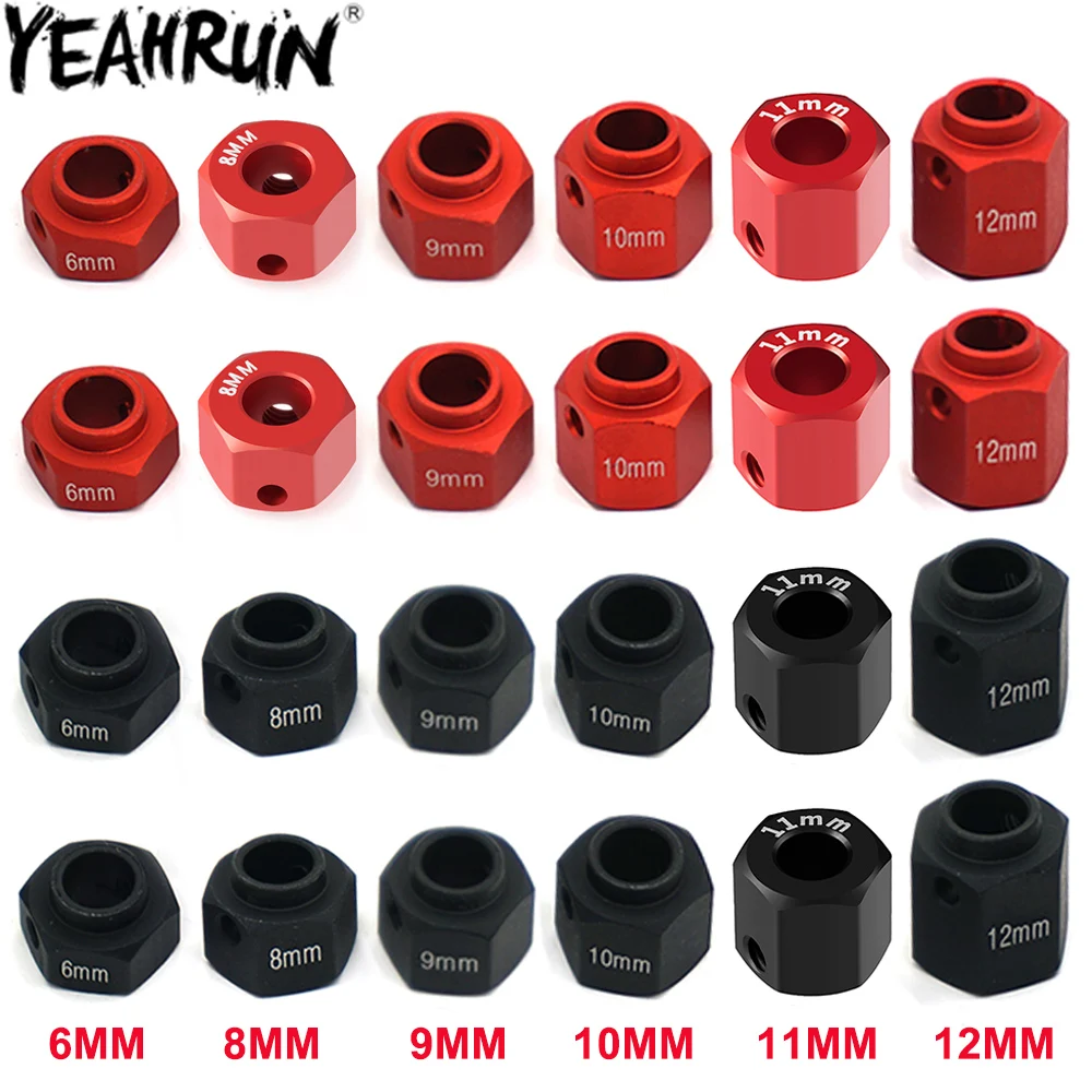 YEAHRUN 4Pcs 12mm Wheel Hex Hubs Adapter with Pins 6/8/9/10/11/12mm for 1/10 RC Crawler Car TRX4 Upgrade Parts