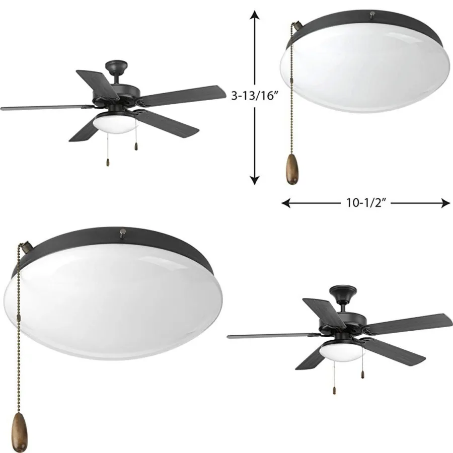 2- Ceiling for AirPro Collection Ceiling s, Modern Tranisitonal Style with Wide Low Profile Opal Glass Diffuser, Includes 2 LED