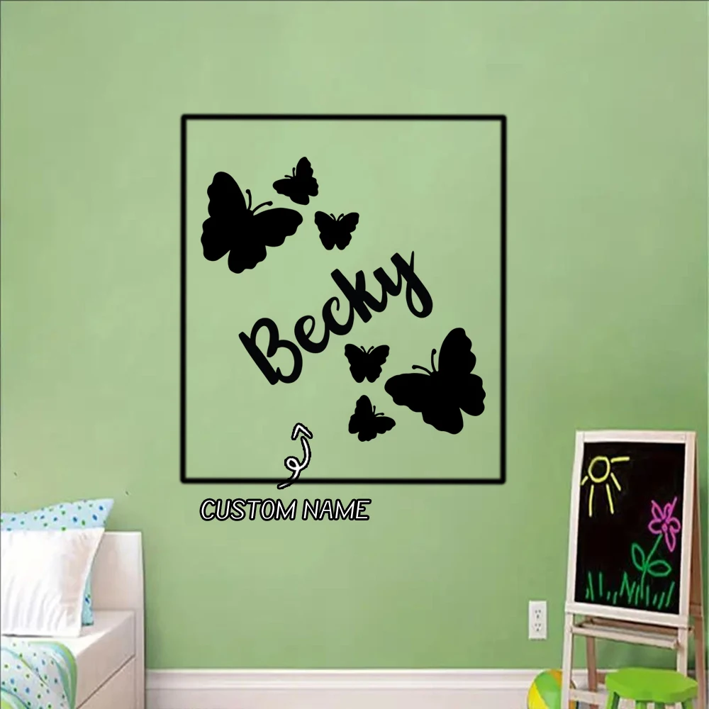 1PC Creative Butterfly Personalized Name Name Wall Stickers Vinyl Art Decals For Door Decor Vinyl Art Decal