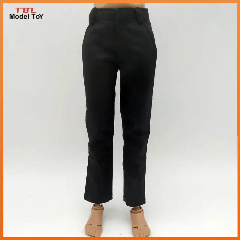 1/6 Scale Black Slim Fit Pants Suit Trousers Model for 12in Action Figure Male Narrow Thin Body Figures Toys