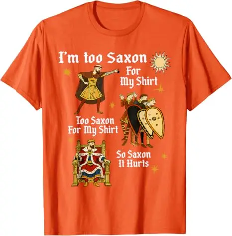 Zu sächsisch für mein Hemd – Lustiges T-Shirt mit mittelalterlichem Humor, Y2k, angelsächsisches Vintage-Grafik-T-Shirt, weiche Baumwolle, kurzärmelig. – Detail 15
