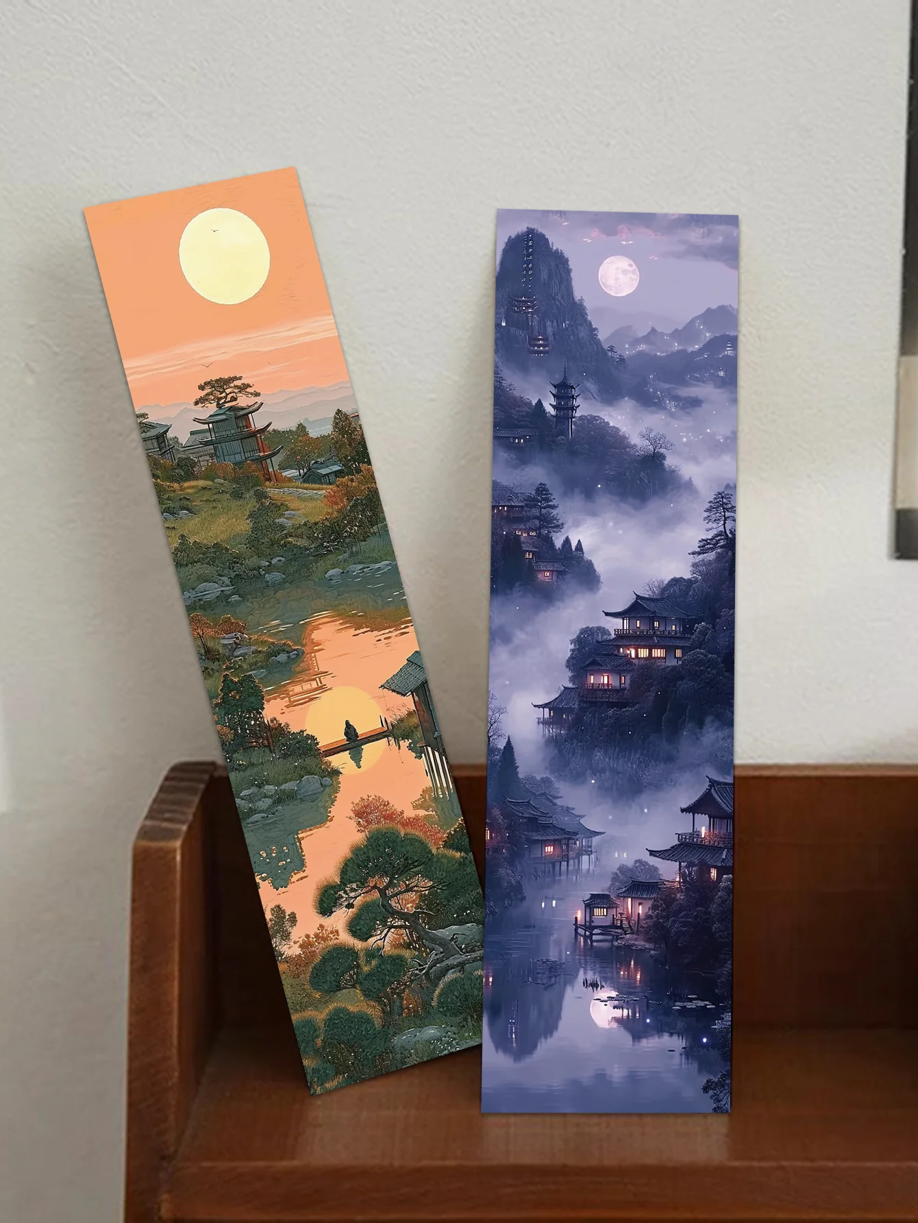 30pcs Ancient Style Lake and Mountain Bookmarks DIY Decoration Chinese Landscape Painting Card Reading Book Annotation Card