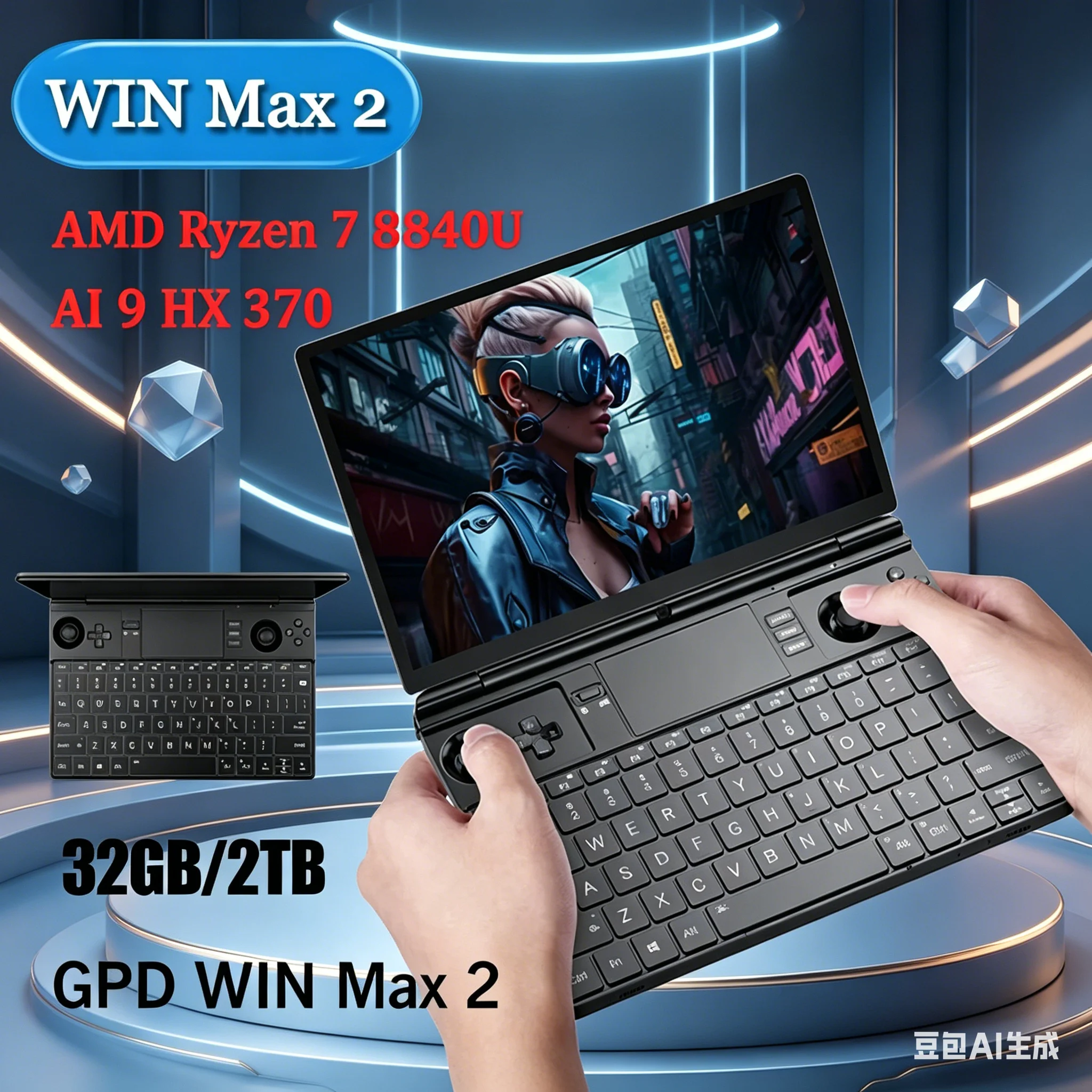 Laptop Gaming Mini PC GPD 2025 WIN Max 2 en Oferta, 32GB RAM, 1TB/2TB SSD, CPU AMD 8840U AI9 HX370