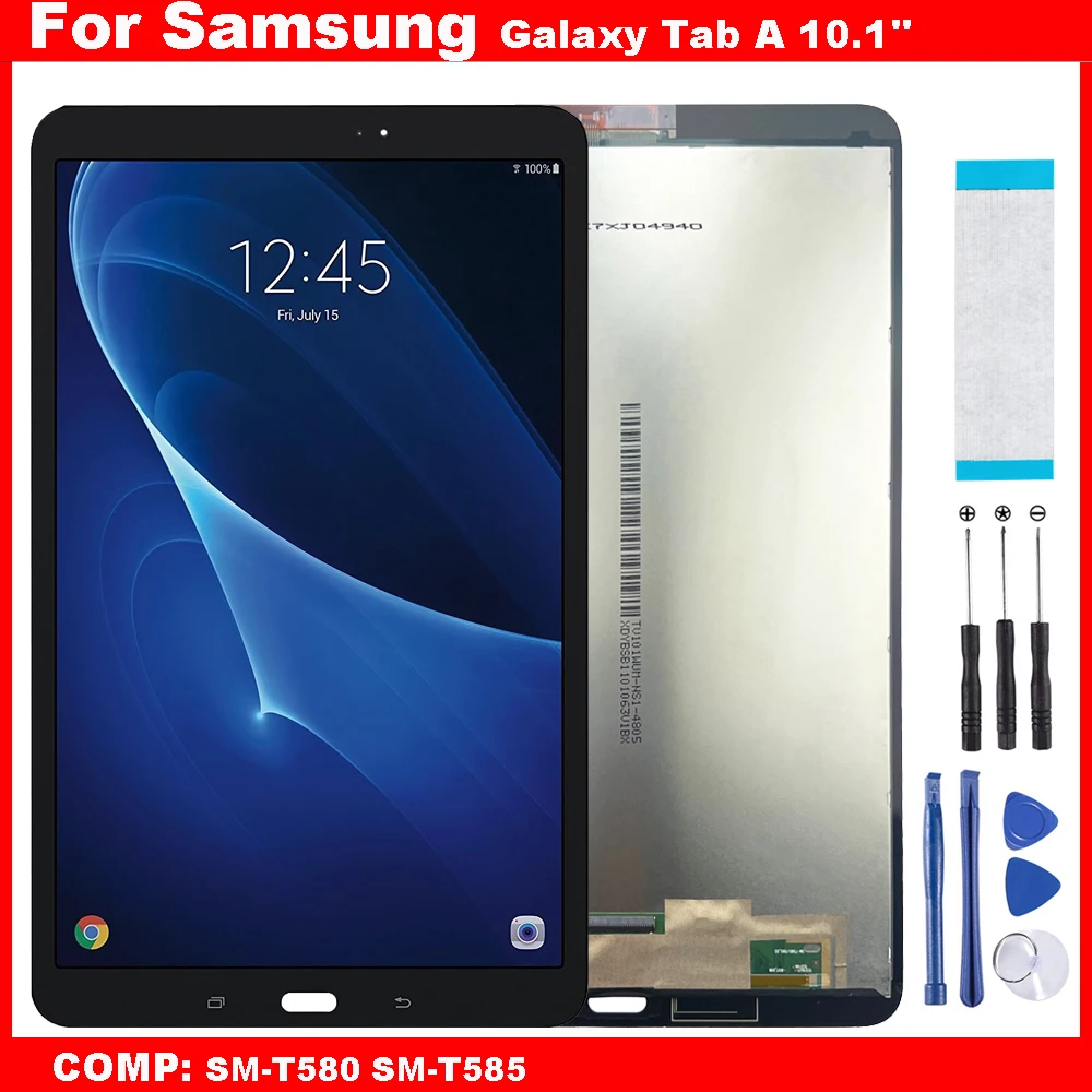 

ЖК-дисплей AAA для Samsung Galaxy Tab A диагональю 10,1 дюйма, Женский дисплей T580 T585, сенсорный экран, дигитайзер, стекло в сборе, запасные части