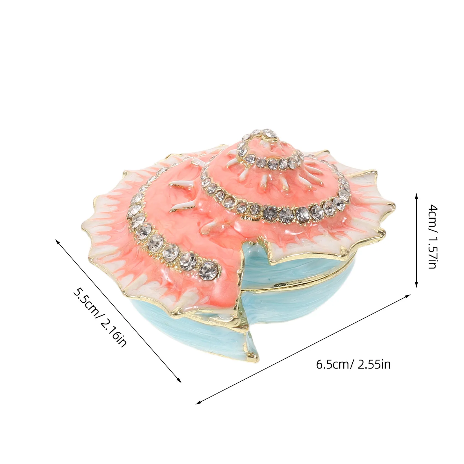 Seashell Jewelry Box Enameled Ocean Themed Conch Shell Decorative Mini Ring Necklace Keepsake Jewelry Organizer Orange