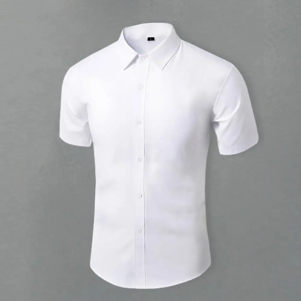 Men Shirt Single-breasted Energetic Daily Wear Mens Summer Short-Sleeve Shirt   Summer Shirt  Office Clothes