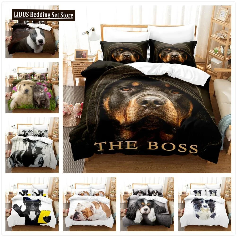 

Dog Comforter Duvet Cover Twin Kids Cute Bedding Set Cartoon Puppy Pattern Duvet Cover Set 3D Quilt/Comforter Cover Pillowcases