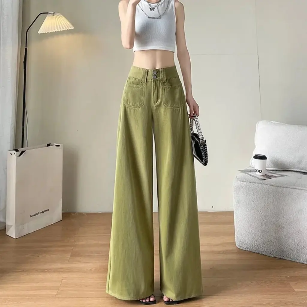 

Большие широкие джинсы Dopamine, женские повседневные брюки свободного покроя в американском стиле в стиле ретро с двойной пряжкой, модная весенне-осенняя одежда