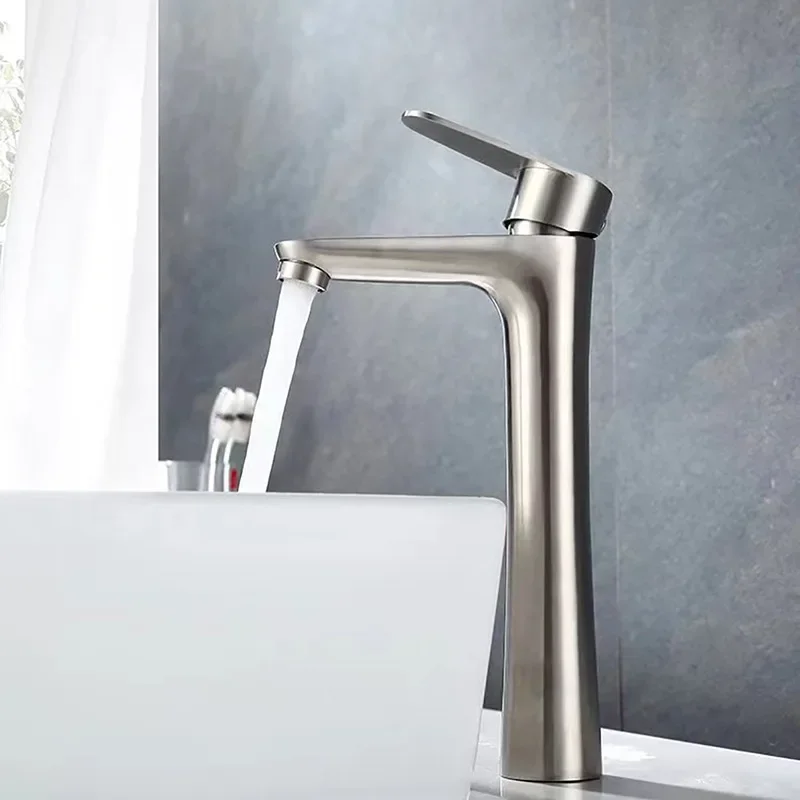 

Brushed Kitchen Sink Faucet 304 Stainless Steel Washbasin Faucets Single Cold Water Tap for Bathroom Basin Taps