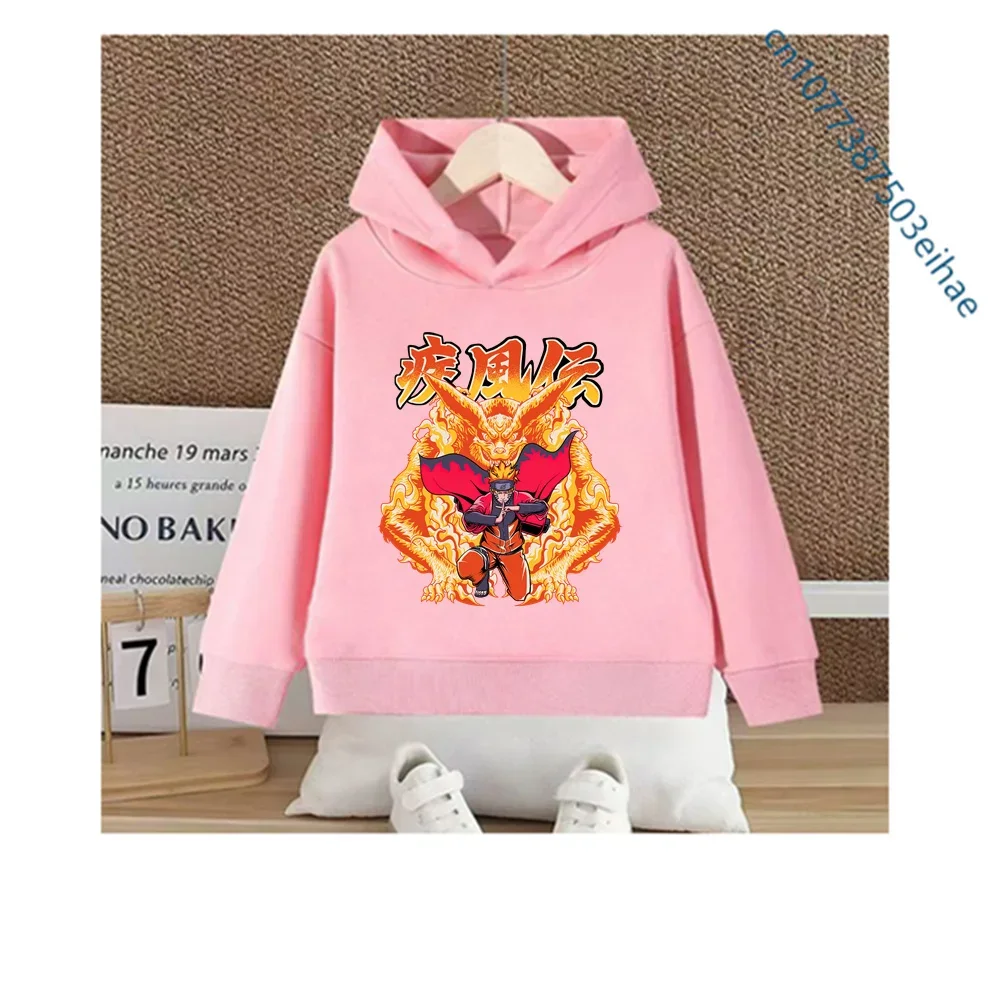 Naruto Cartoon Children's Hooded Hoodie - 2026 Harajuku Style Children's Long-sleeved Pullover - Spring/autumn Fashionable Top
