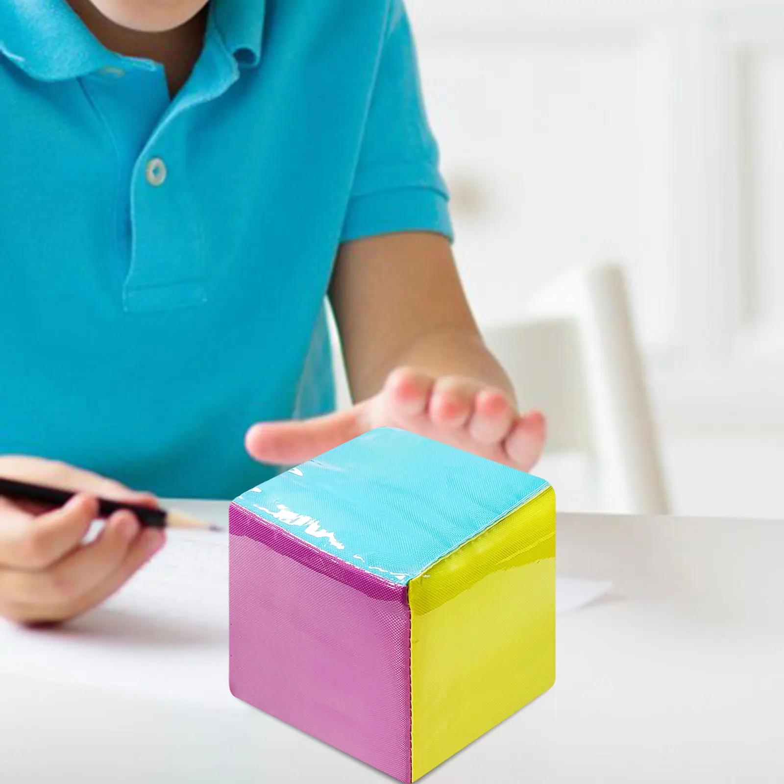 Early Education Learning Cube 3.9 inch Large Dice Plush Cube with Pocket DIY Classroom Foam Dice for for Teaching Blocks Toys