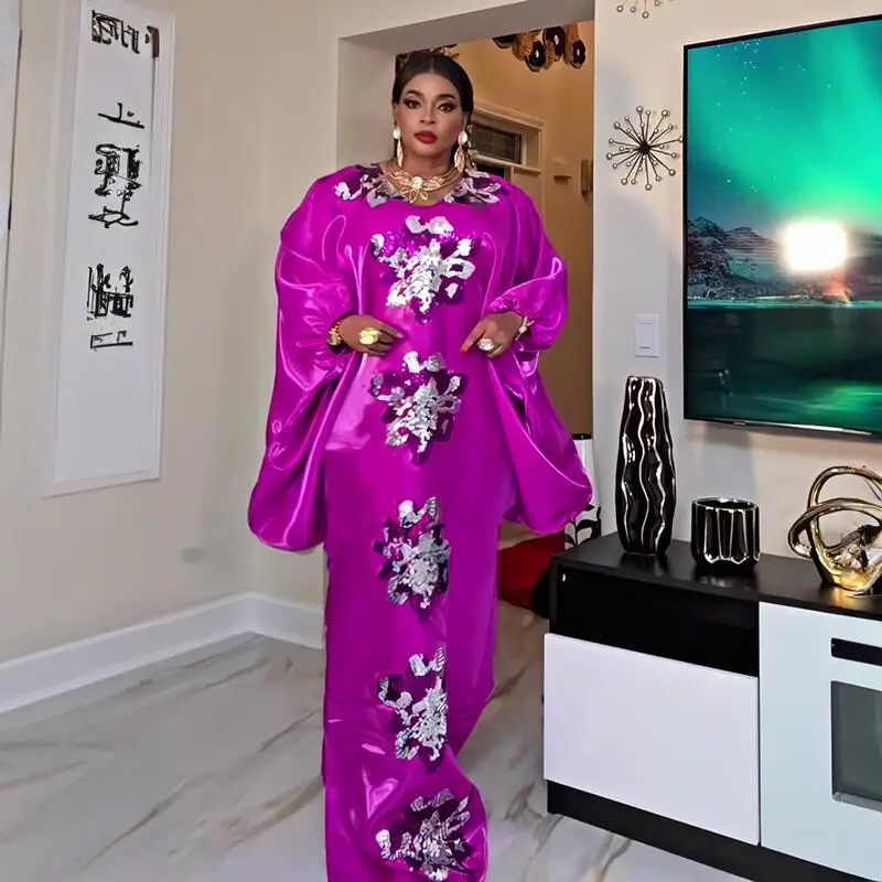 

Fashion nigerian traditional dresses Elegance traditional african dress With sequin decorations African dress